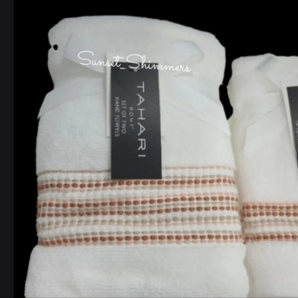 6pc TAHARI Dot Stripe Luxury Plush Bath Hand Tip Towel Set